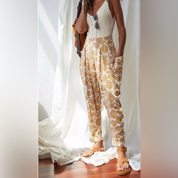 Free People Olympia Printed Harem Balloon‎ High Rise Pants Boho Festival Size XS - Picture 1 of 11